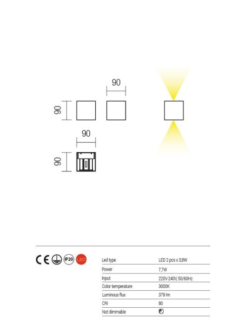 AMPLITUDE LED fali lámpa, fehér, állítható fényszöggel
