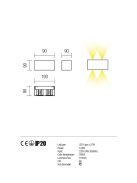 AMPLITUDE LED fali lámpa, direkt/ indirekt fény, fehér