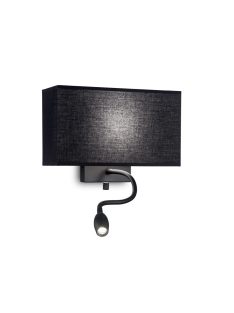 HOTEL modern E27+LED fali lámpa, króm, fekete