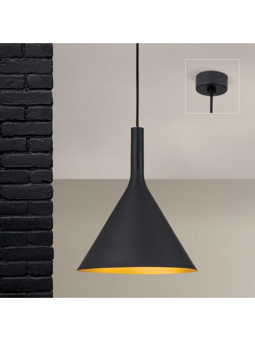 Gunda modern, fekete függőlámpa nagy méret,E27 foglalat
